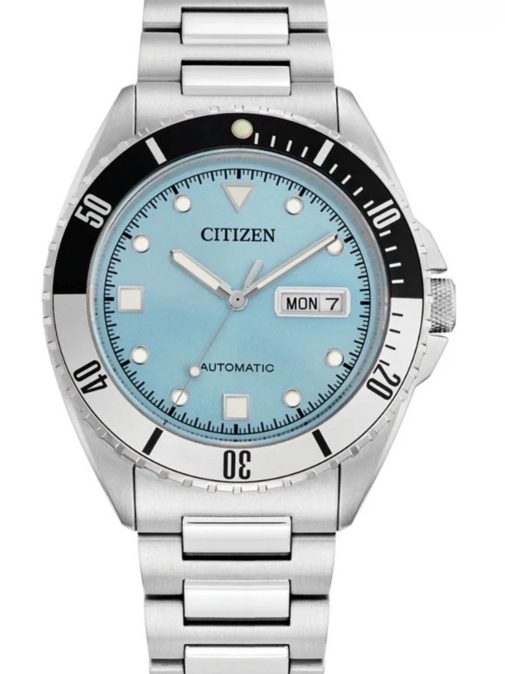 Citizen automatic Stainless Diver Watch with Light Sky Blue Dial men’s